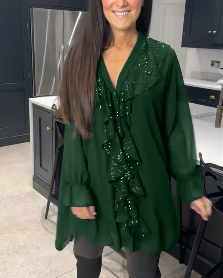 Ladies Elegant Ruffled Blouse | Long Sleeve
