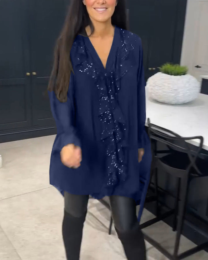 Ladies Elegant Ruffled Blouse | Long Sleeve