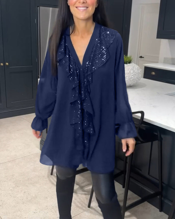 Ladies Elegant Ruffled Blouse | Long Sleeve