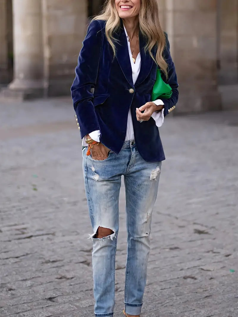 Women's Gold Buttons Blazer | Lapels