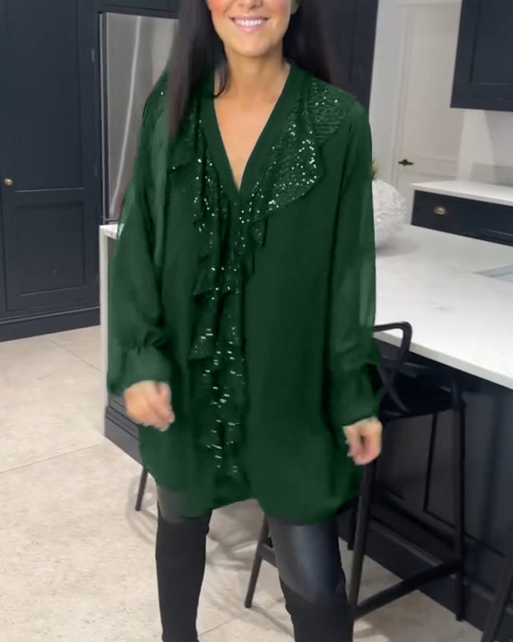 Ladies Elegant Ruffled Blouse | Long Sleeve