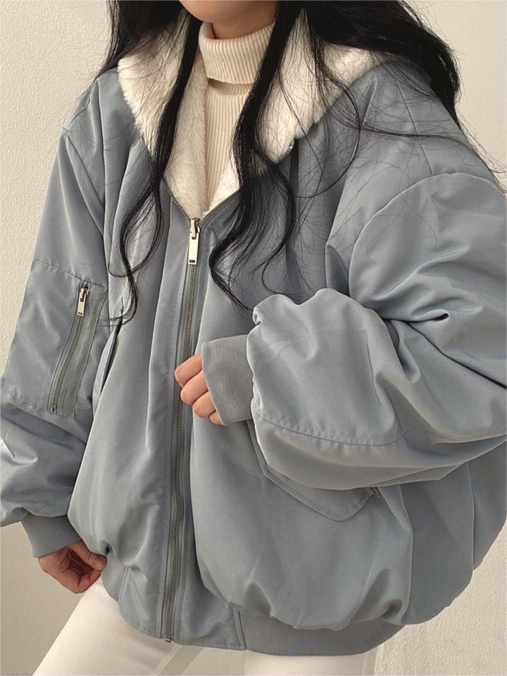 Reversible Oversized Fleece Jacket with Hood