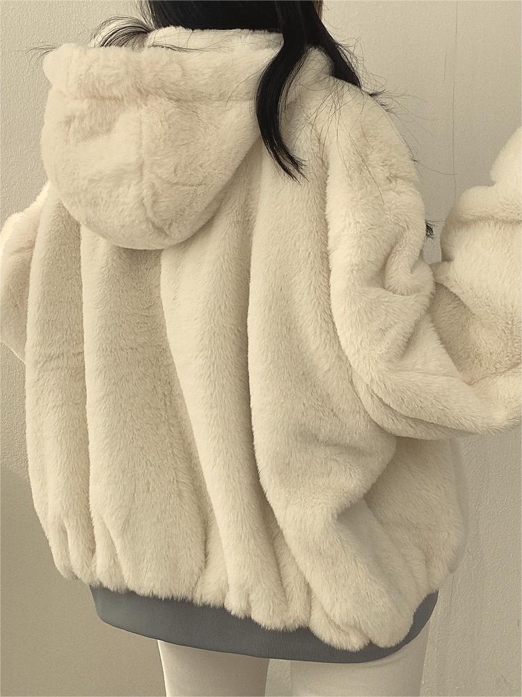 Reversible Oversized Fleece Jacket with Hood