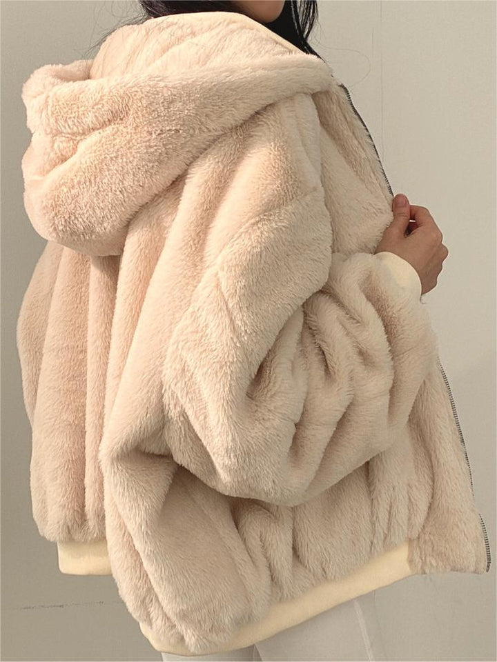 Reversible Oversized Fleece Jacket with Hood