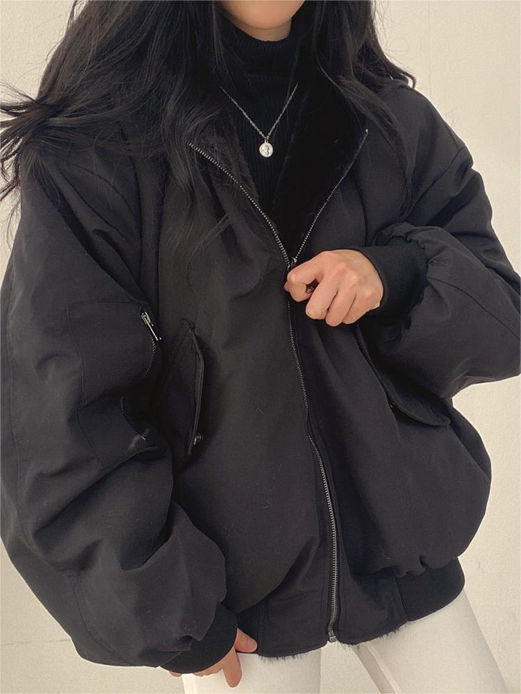 Reversible Oversized Fleece Jacket with Hood