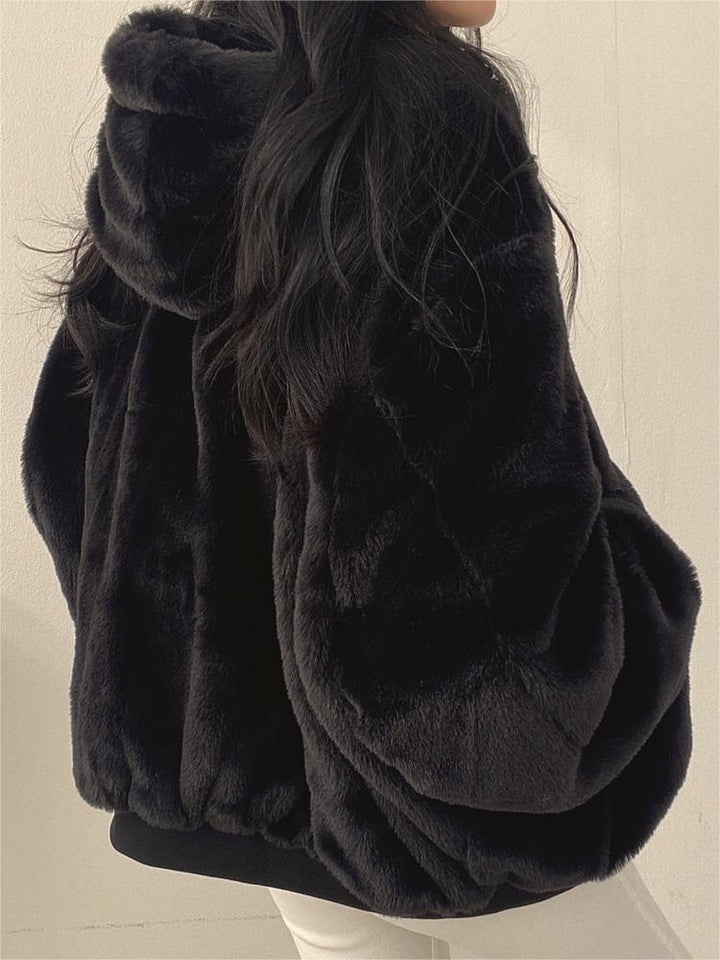 Reversible Oversized Fleece Jacket with Hood