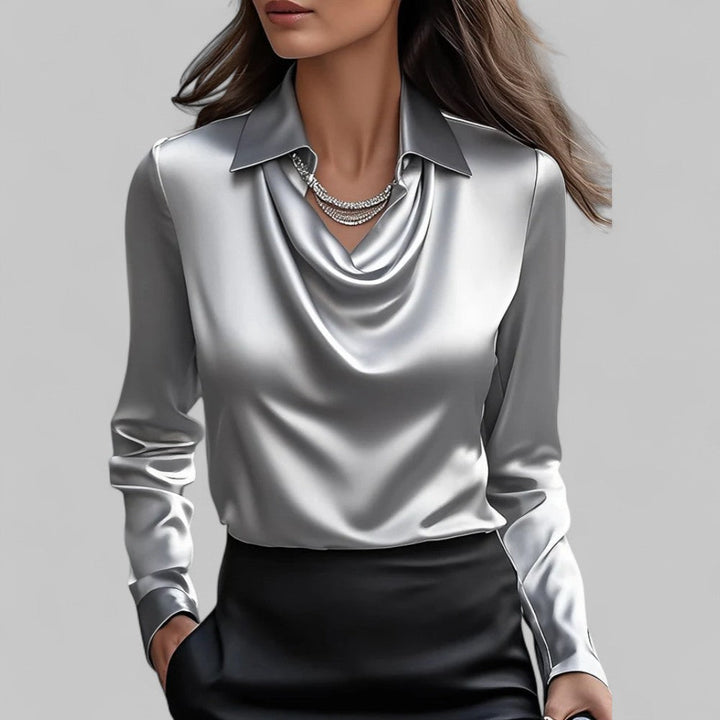 Women's Waterfall Neck Blouse | Long Sleeves