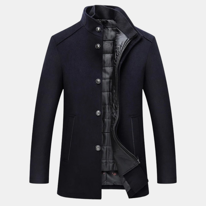 Men's Long Coat | Stand Collar