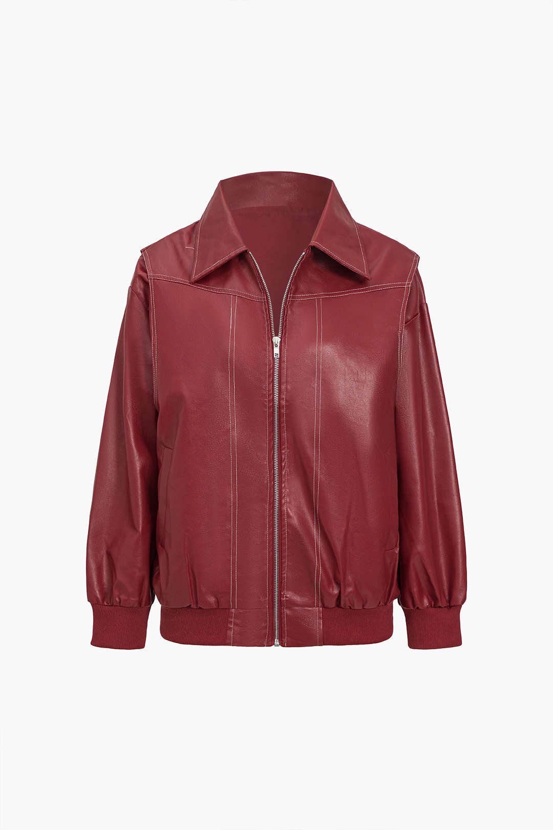 90s Solid Color Collar Zipper Jacket