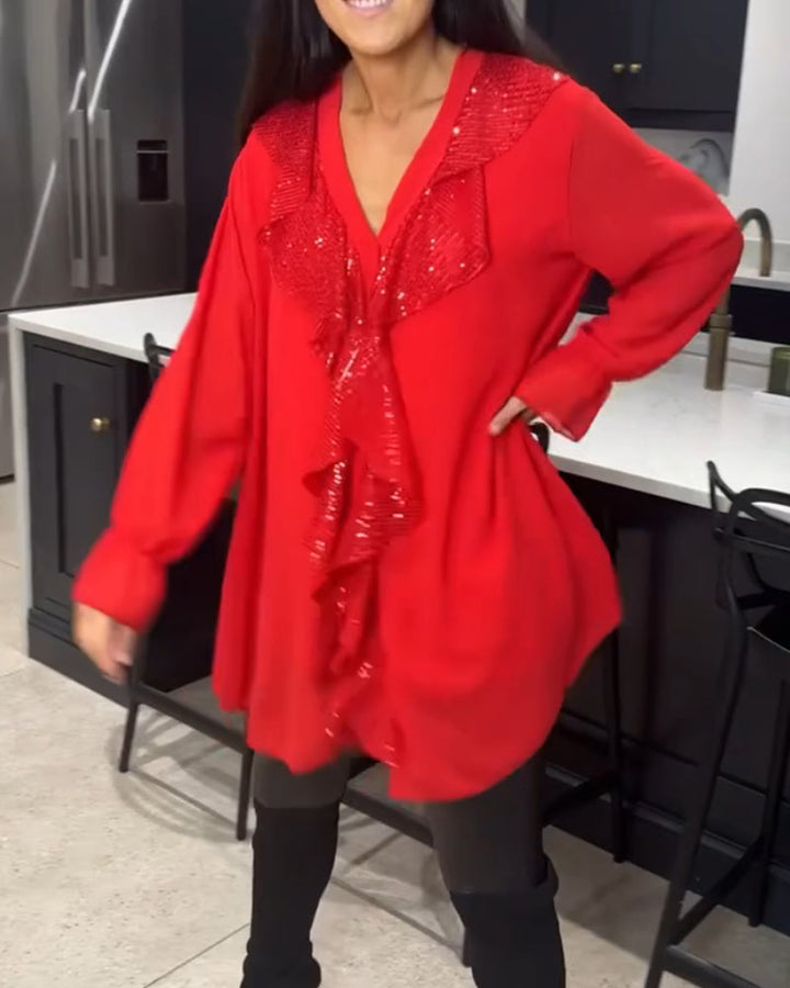 Ladies Elegant Ruffled Blouse | Long Sleeve
