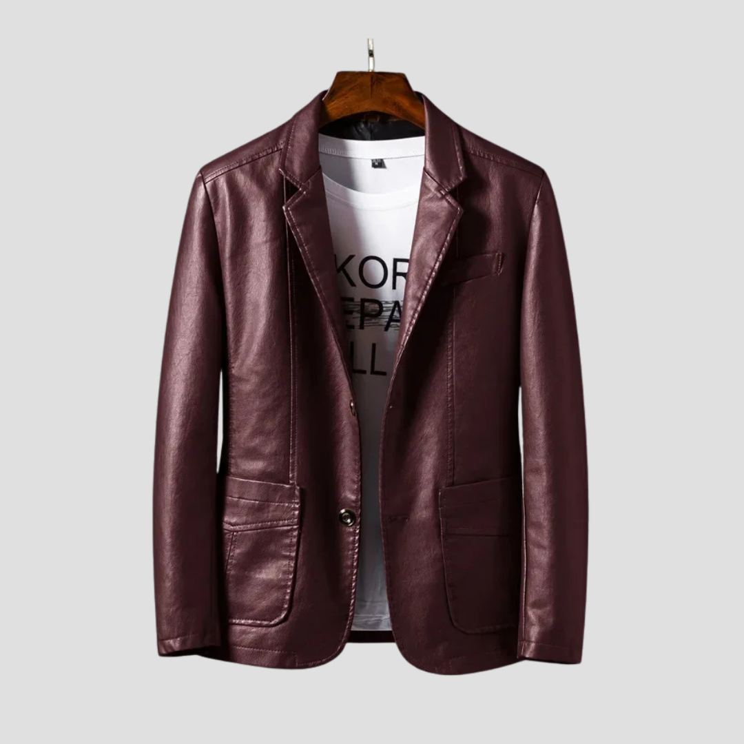 Men's Lapel Leather Jacket | Business