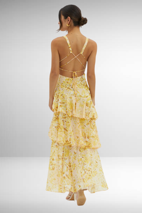 Women's V-Neck Ruffled Summer Dress | Maxi