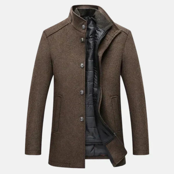 Men's Long Coat | Stand Collar