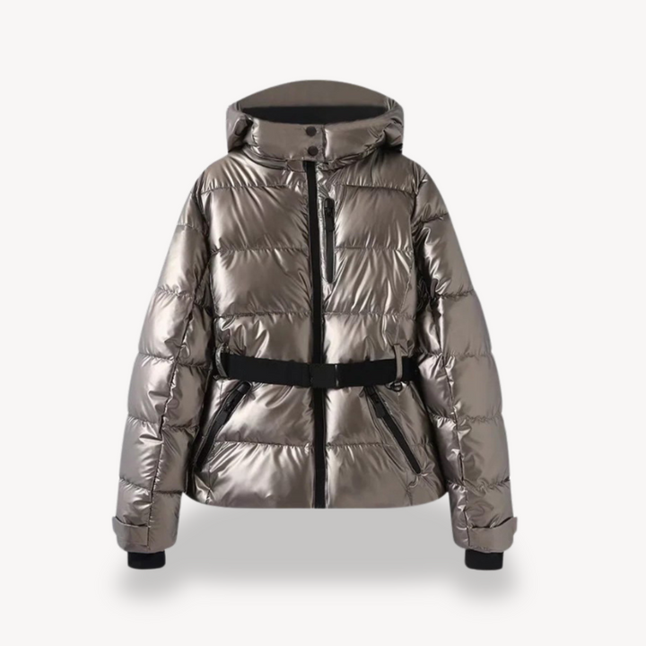 Women's Plaid Puffer Jacket | Waist