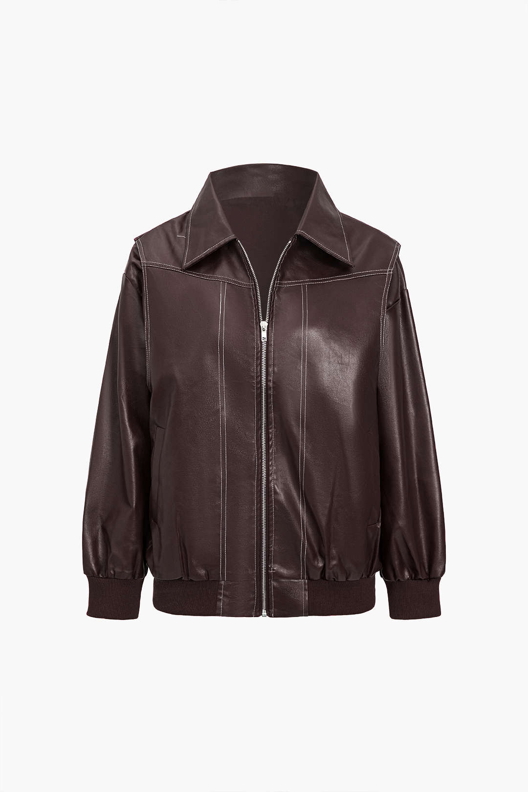 90s Solid Color Collar Zipper Jacket