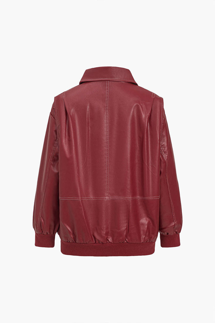 90s Solid Color Collar Zipper Jacket