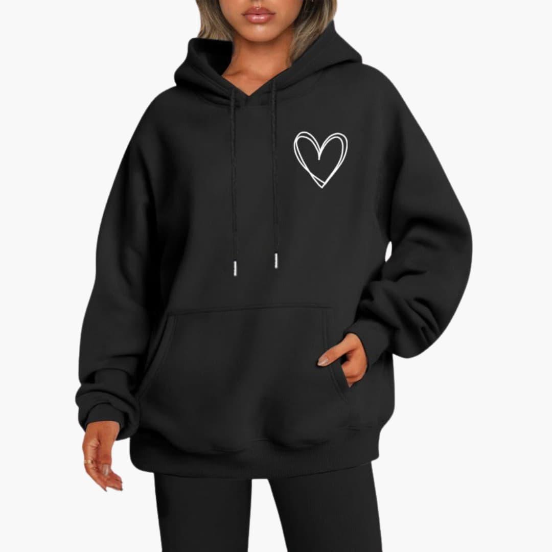 Women's Hooded Sweatshirt | Heart Print