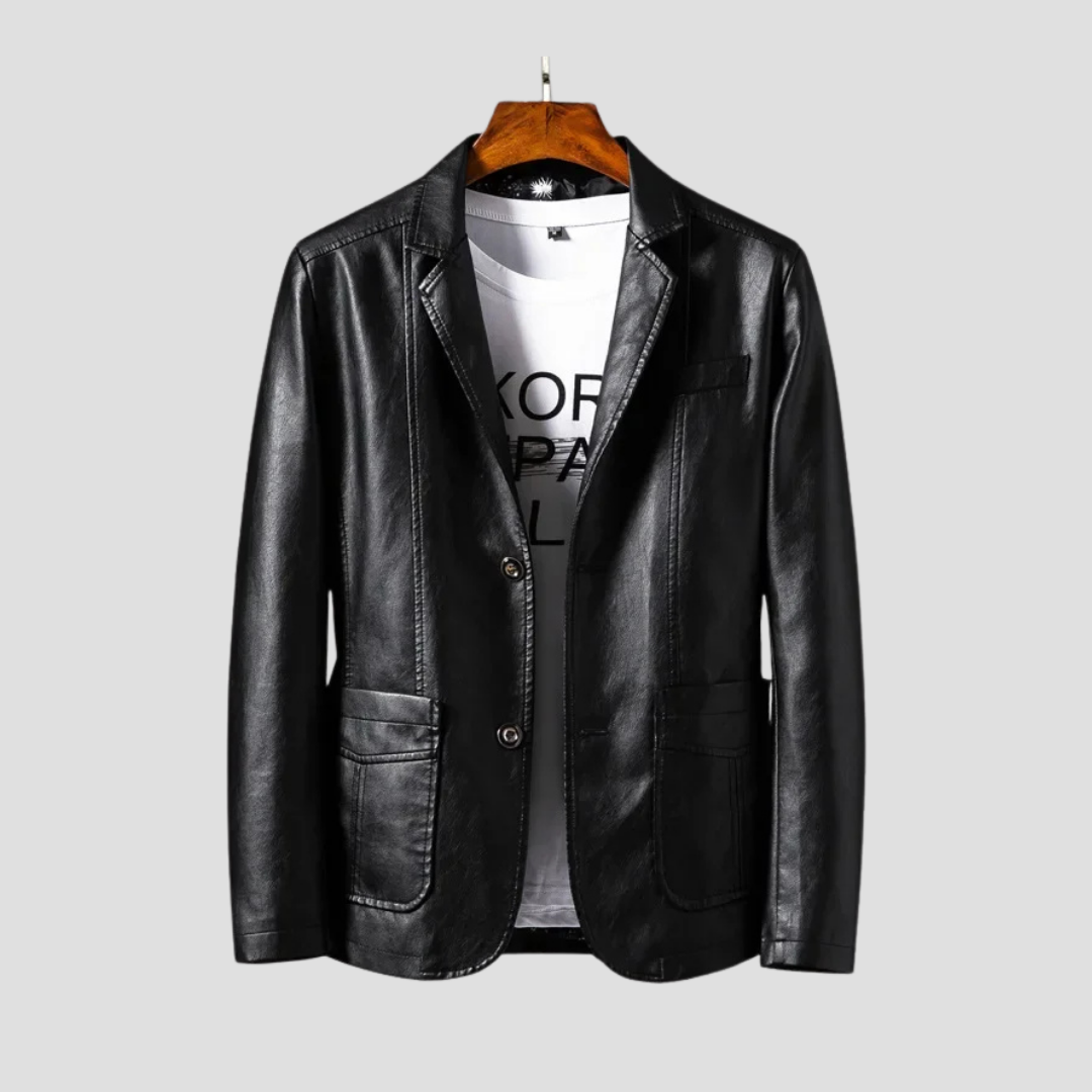 Men's Lapel Leather Jacket | Business