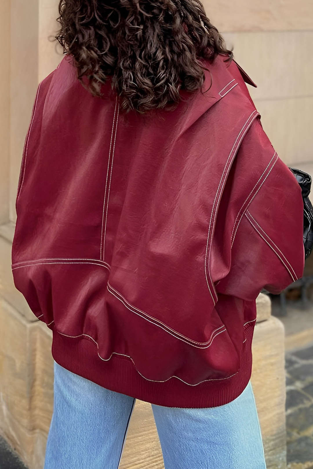 90s Solid Color Collar Zipper Jacket