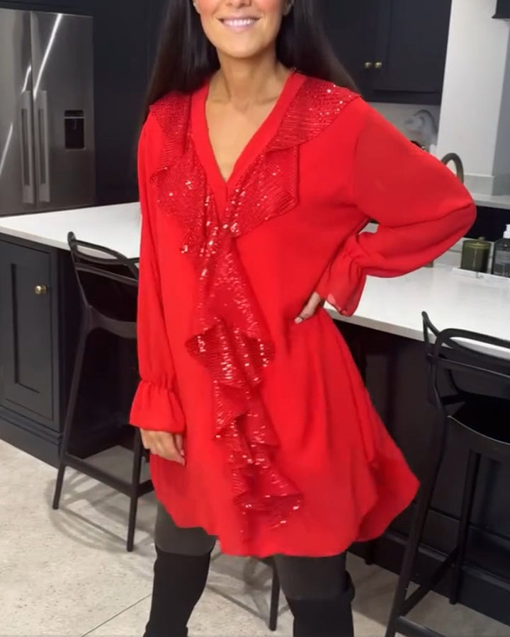 Ladies Elegant Ruffled Blouse | Long Sleeve