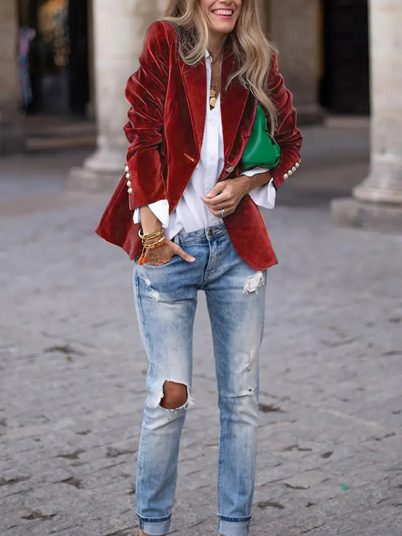 Women's Gold Buttons Blazer | Lapels