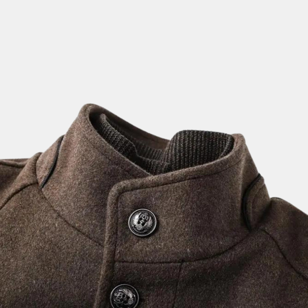 Men's Long Coat | Stand Collar