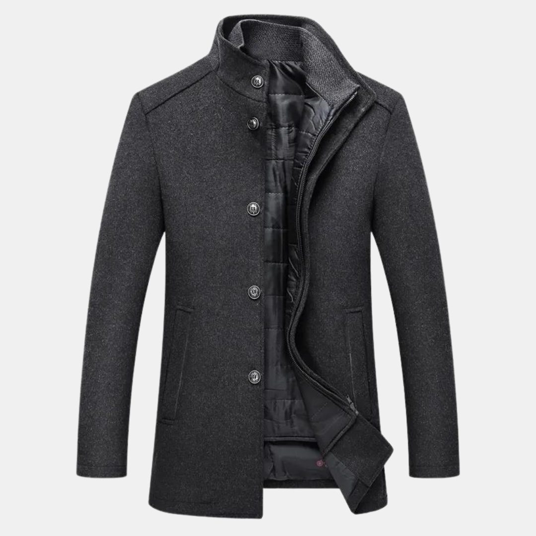 Men's Long Coat | Stand Collar