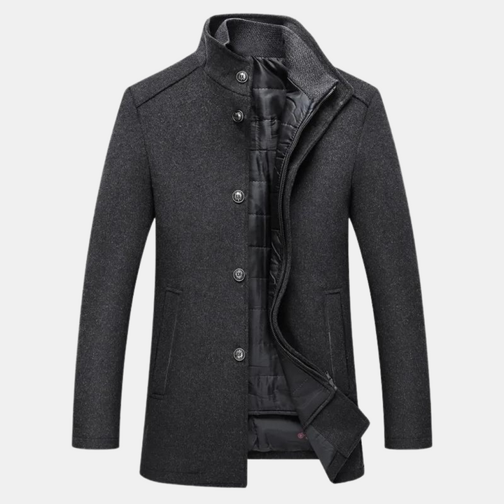 Men's Long Coat | Stand Collar
