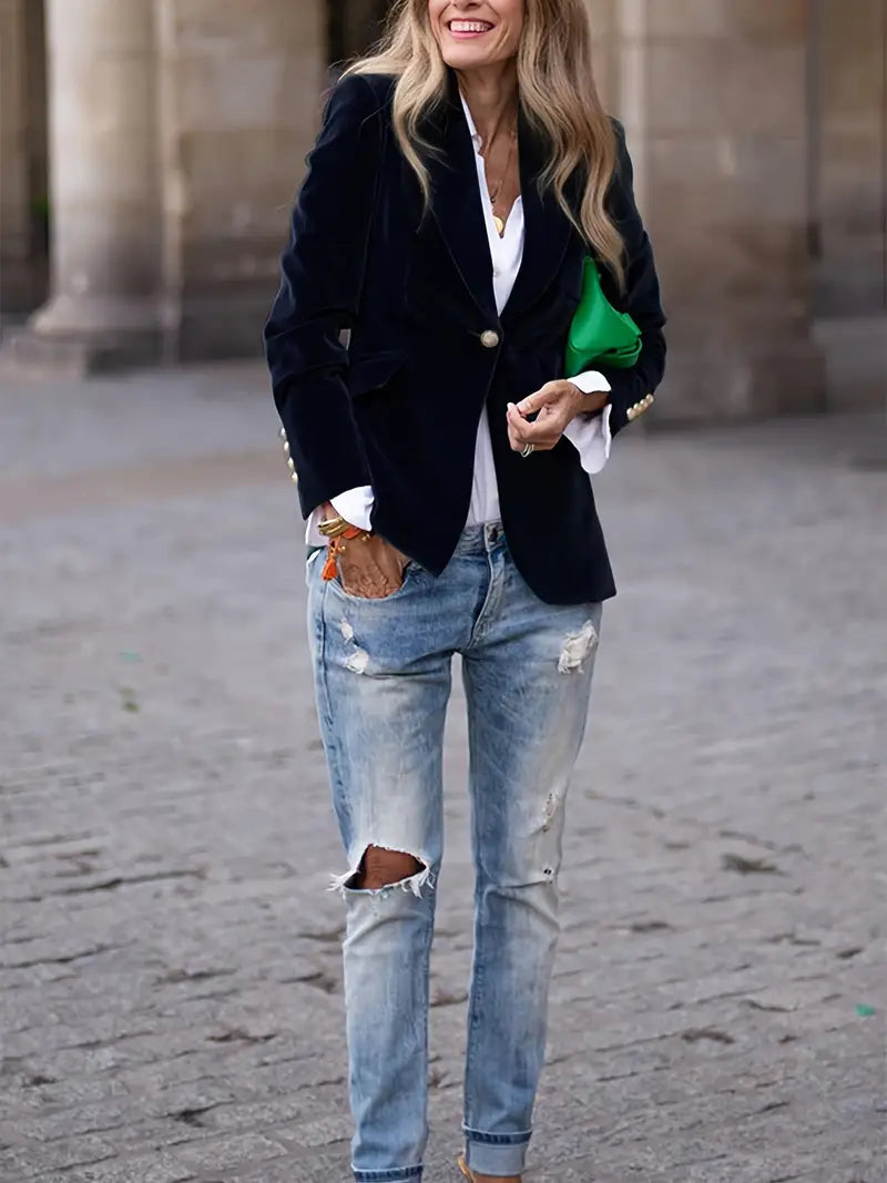 Women's Gold Buttons Blazer | Lapels