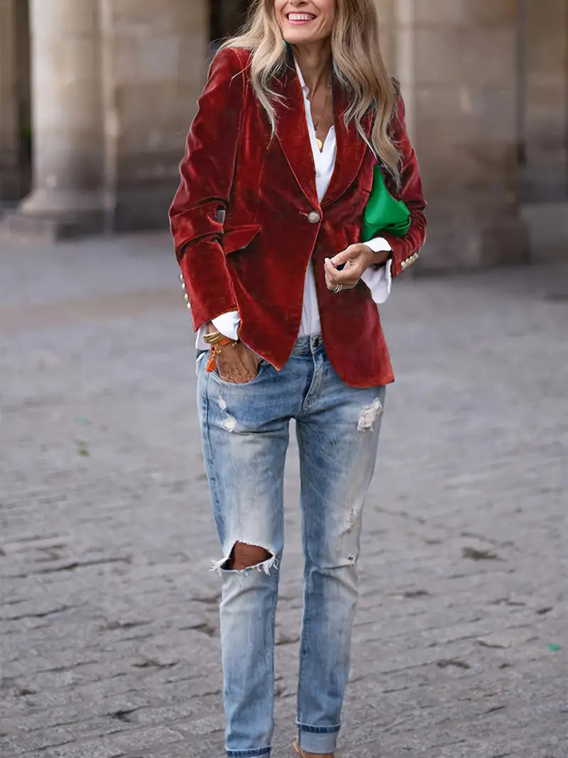 Women's Gold Buttons Blazer | Lapels