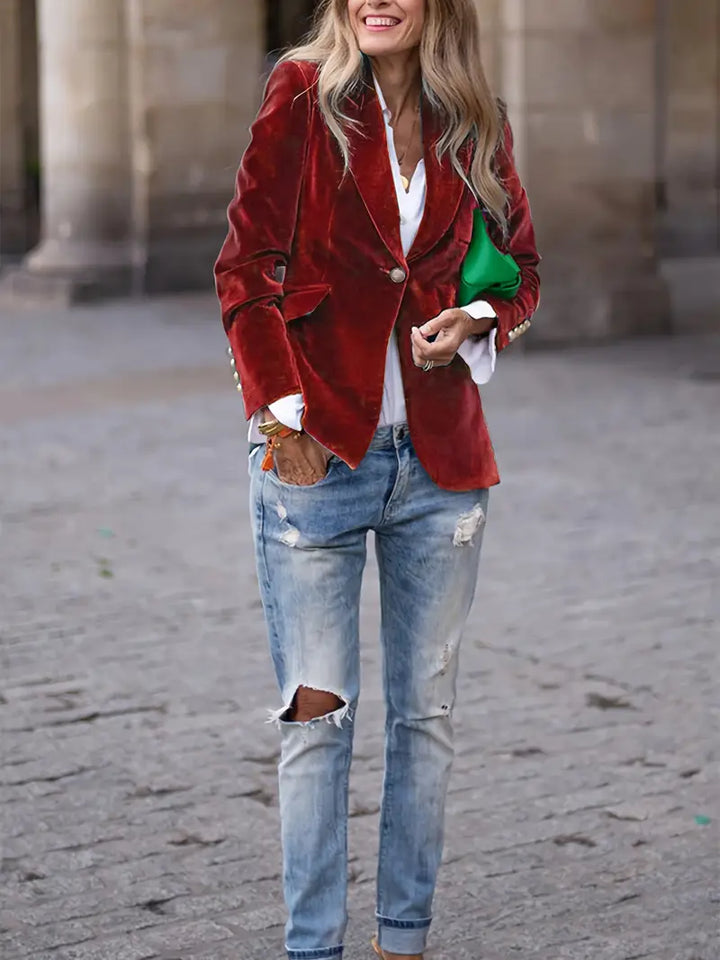 Women's Gold Buttons Blazer | Lapels