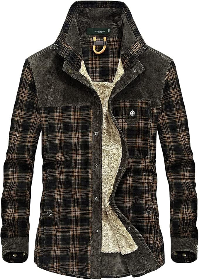 Men's Plaid Plus Velvet Jacket | Winter