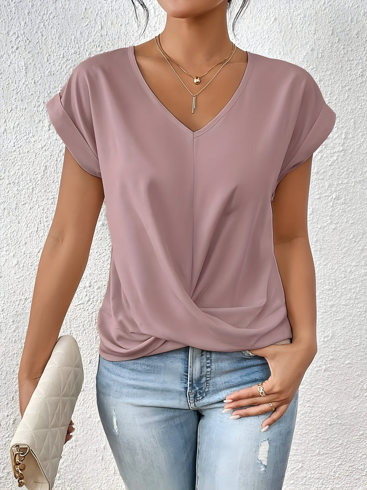 Women's Solid V-Neck T-Shirt | Short Sleeve