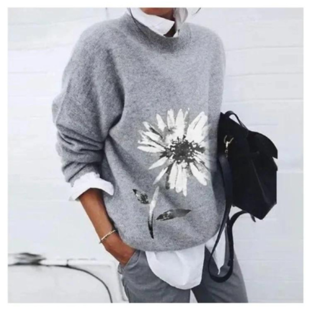 Women's Fleece Pullover with Floral Pattern | Warm