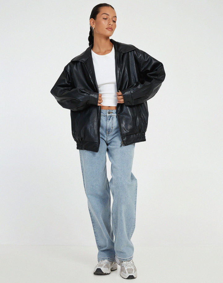 Women's Leather Winter Jacket | Long