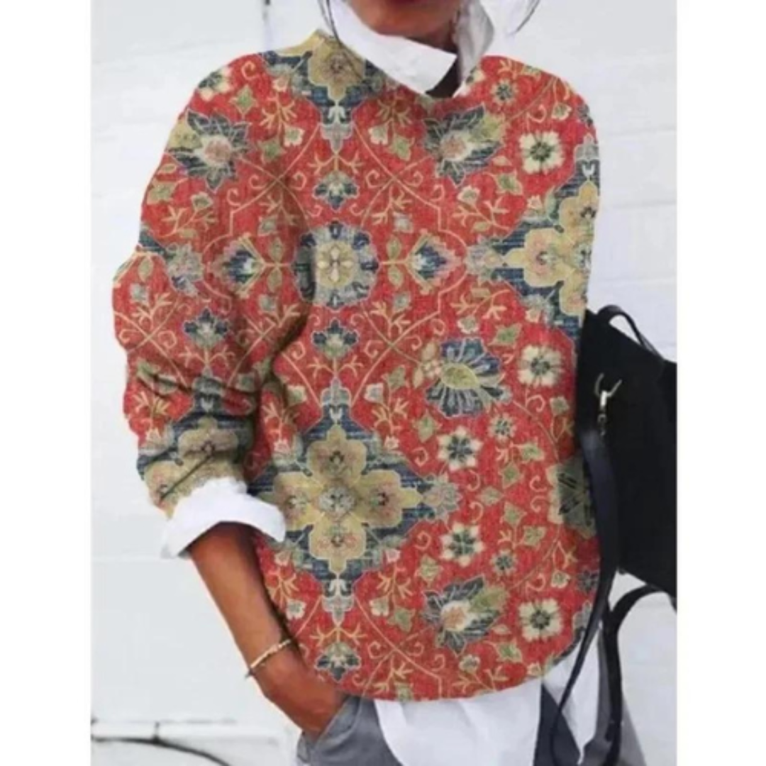 Women's Fleece Pullover with Floral Pattern | Warm