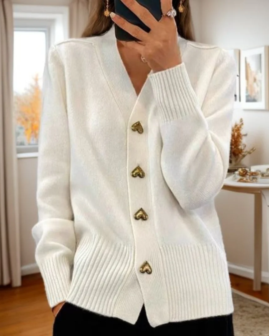 Women's Heart Button Cardigan | Knitting