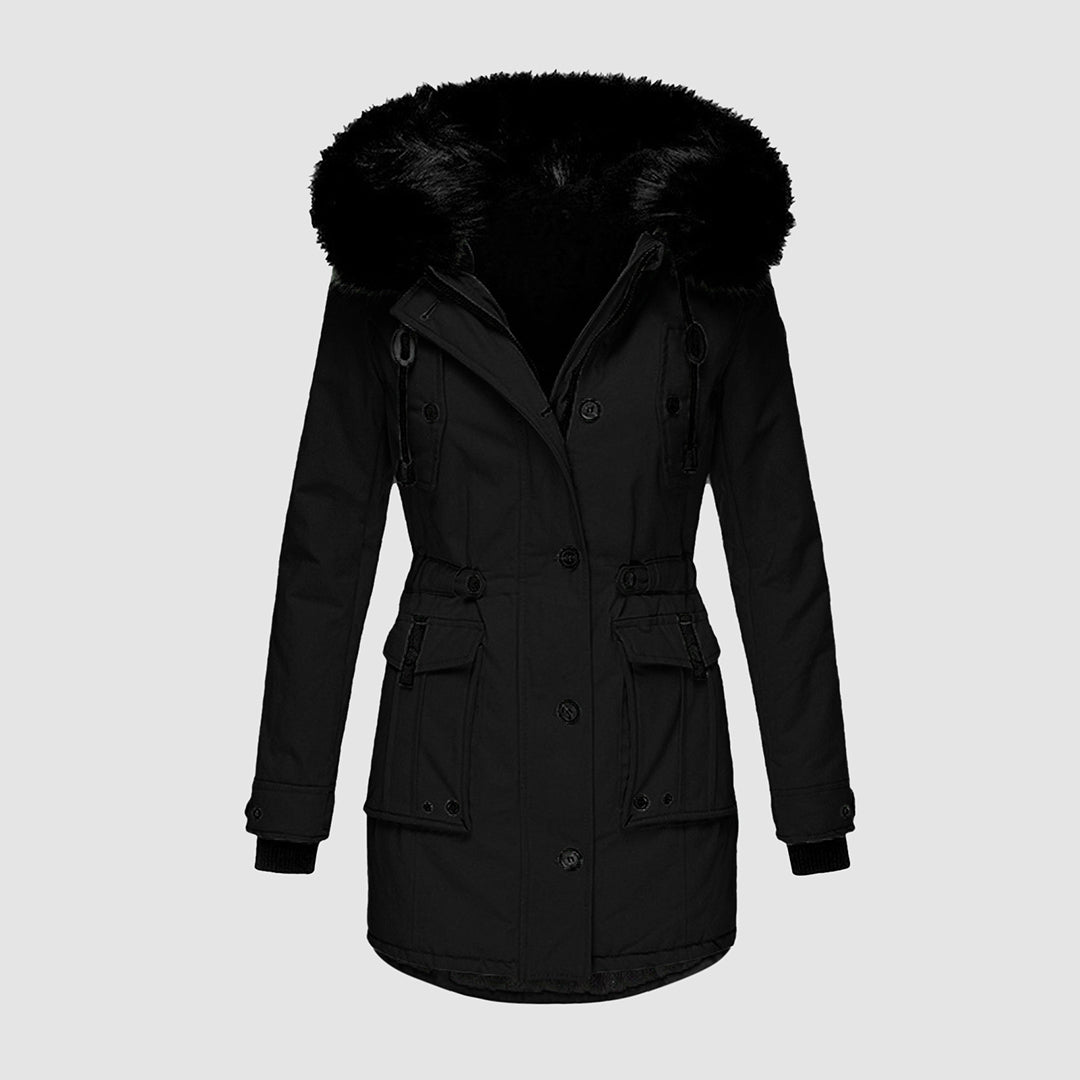 Women's Long Winter Jacket | With Faux Fur Trim
