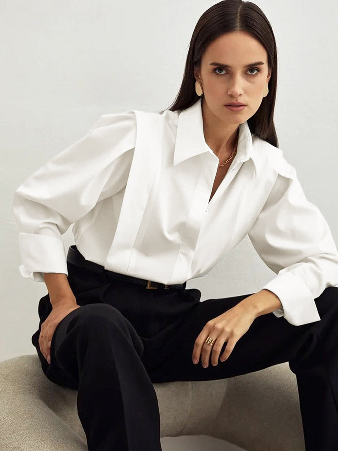 Women's Long Sleeve Blouse | Square Shoulders