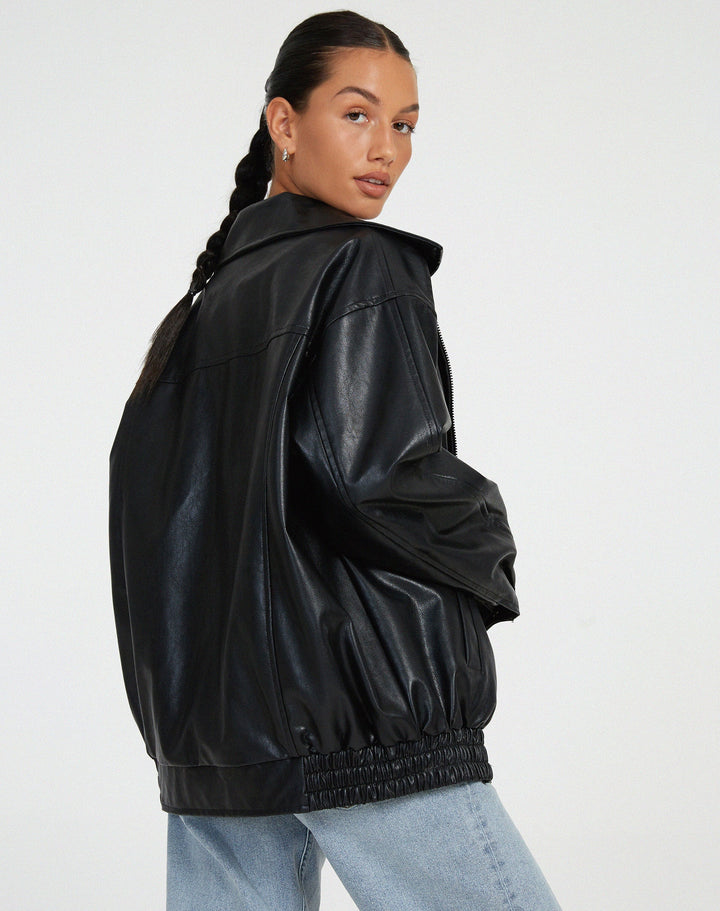 Women's Leather Winter Jacket | Long