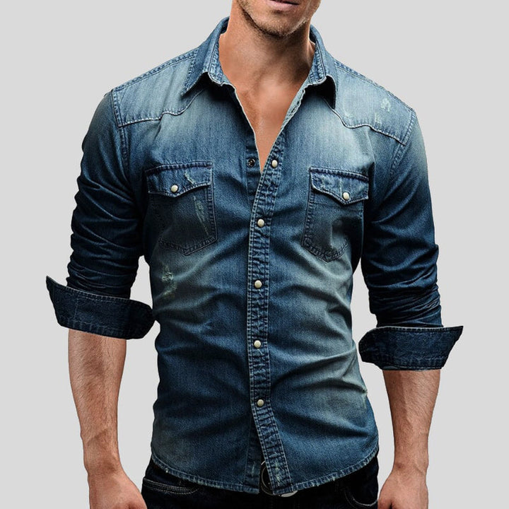 Men's Long Sleeve Button-Up Shirt | with Chest Pockets