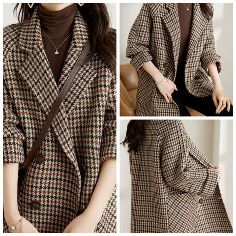 Women's Checkered Jacket | Button Style