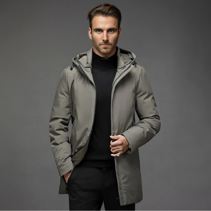 Men's Modern Long Winter Jacket | Warm