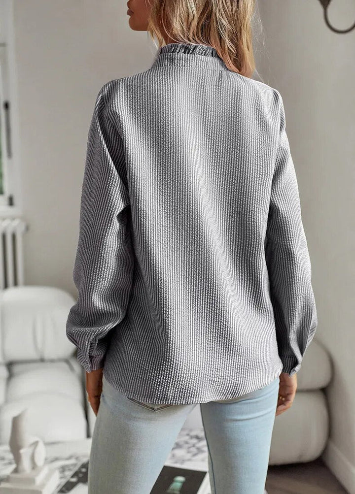 Women's Ruffled Trim Button-Up Blouse | Long Sleeve