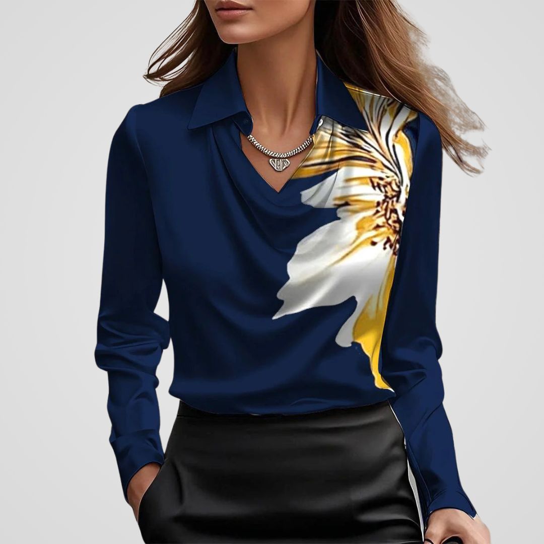 Women's Draped Neck Blouse | Satin