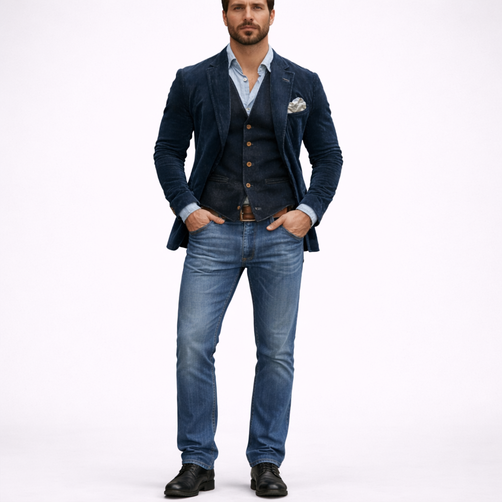 Corduroy Blazer and Vest Men