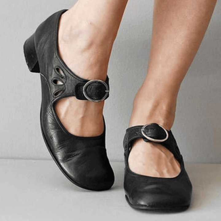 Women's Vintage Mary Jane Sandals | With Low Block Heel