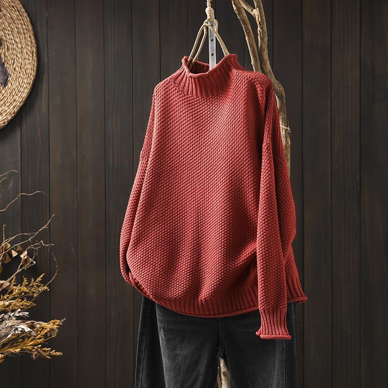 Women's Knitted Sweater | Half Turtleneck