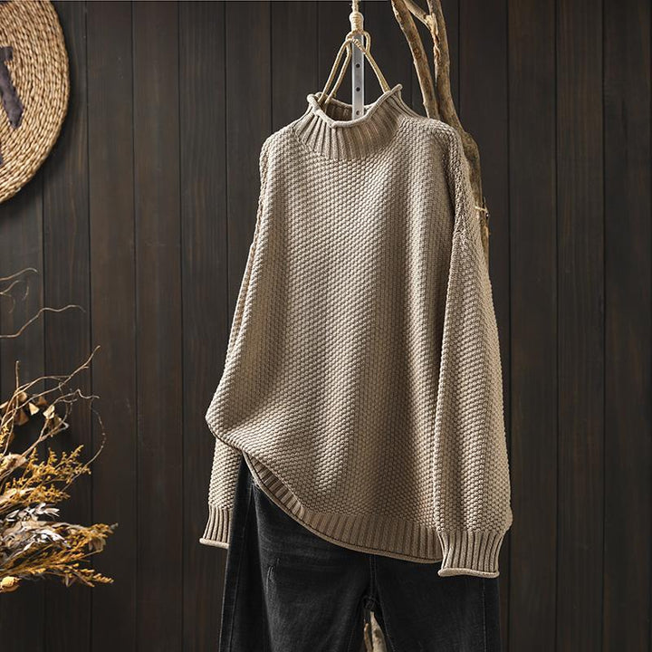 Women's Knitted Sweater | Half Turtleneck