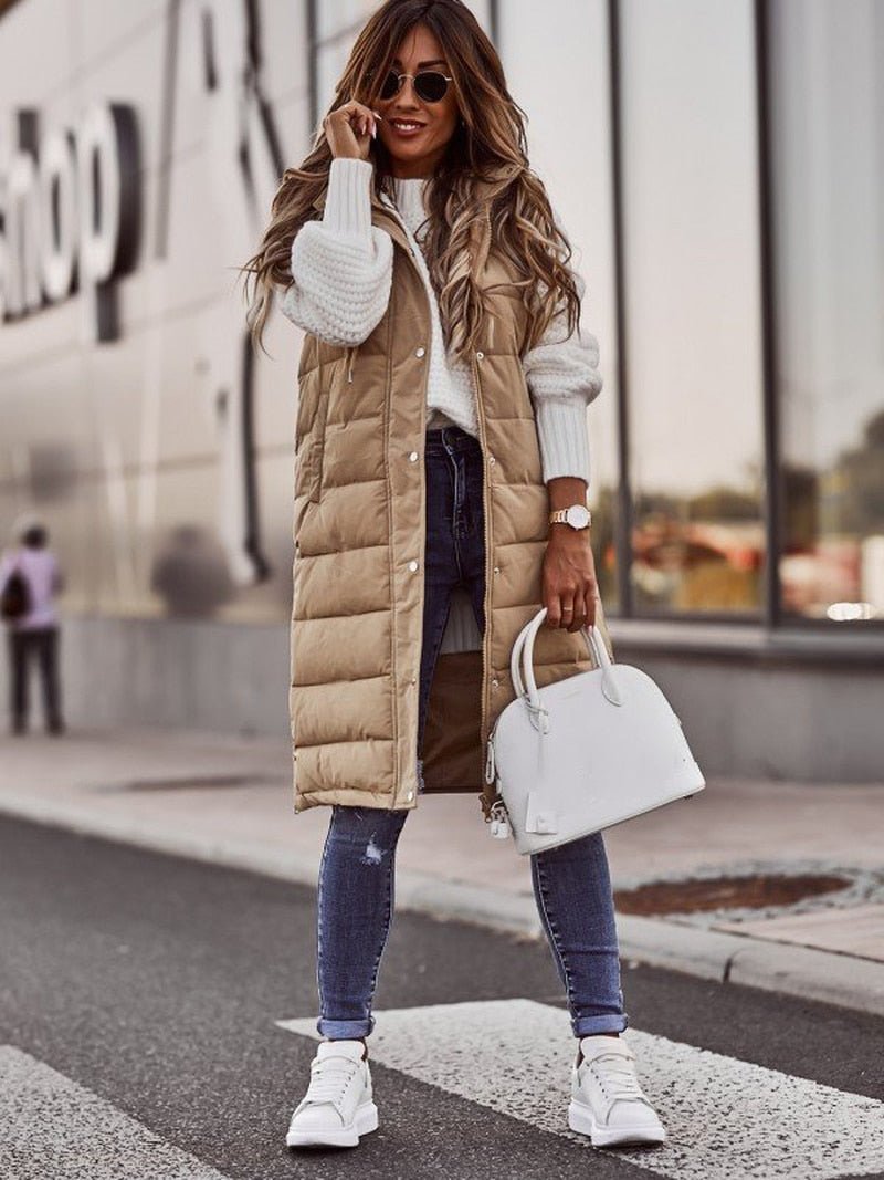 Women's Quilted Vest Winter Jacket | Long